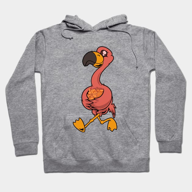 Cartoon flamingo collects pussy Hoodie by Modern Medieval Design